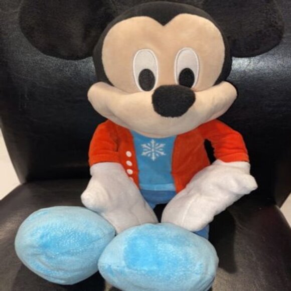 2017 Disney Mickey Mouse Plush 19" Large Snowflake Christmas Holiday Pre Owned - Picture 1 of 11